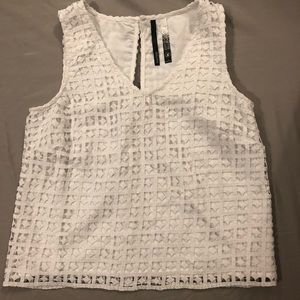 Small true white lacy tank top